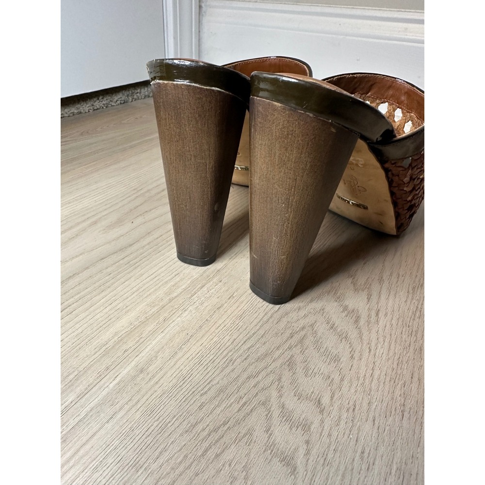 Cole Haan Women High Heels Mules Sandals Sz 8B Stephanie‎ Brown Woodbury D337775 - Picture 4 of 8